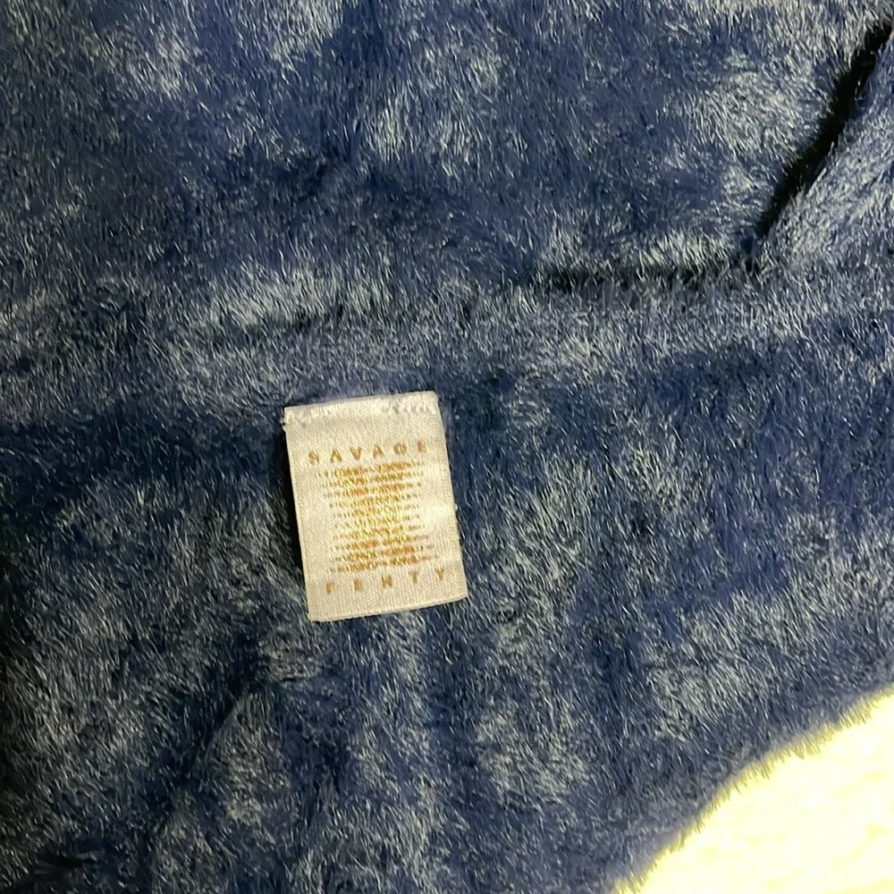 Savage x Fenty Fluff It Up Slip In Mini Dress Navy Blue Sexy Loungewear